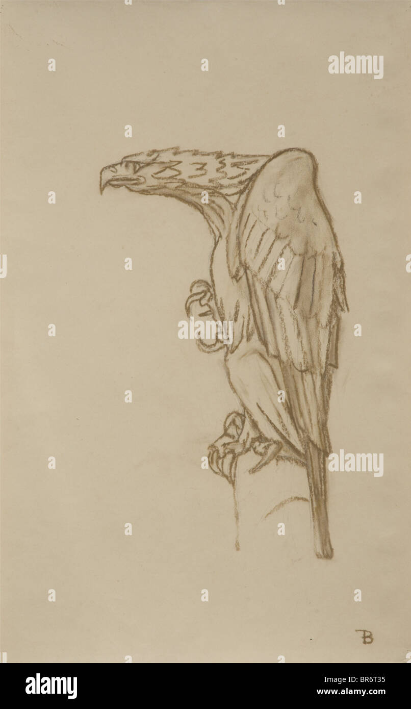 Fritz Behn (1878 - 1970) - un'aquila blu., un modello di intonaco dipinto di blu di un'aquila perching con la testa che si inclina in avanti ed il talons di destra si sparsa. Altezza ca. 46 cm. Viene fornito con gli schizzi di disegno corrispondenti sulla carta e quattro altre immagini delle aquile. Il Professor Fritz Behn, studente del 1898-1900, fu professore dopo il 1925 all'Accademia di Belle Arti di Monaco, Professore di scultura di Vienna 1939-1945. Tra le sue opere più conosciute ricordiamo la Statua coloniale di Brema, la Statua di Bismarck al Deutsches Museum di Monaco, nonché i ritratti di Rilke, Foto Stock