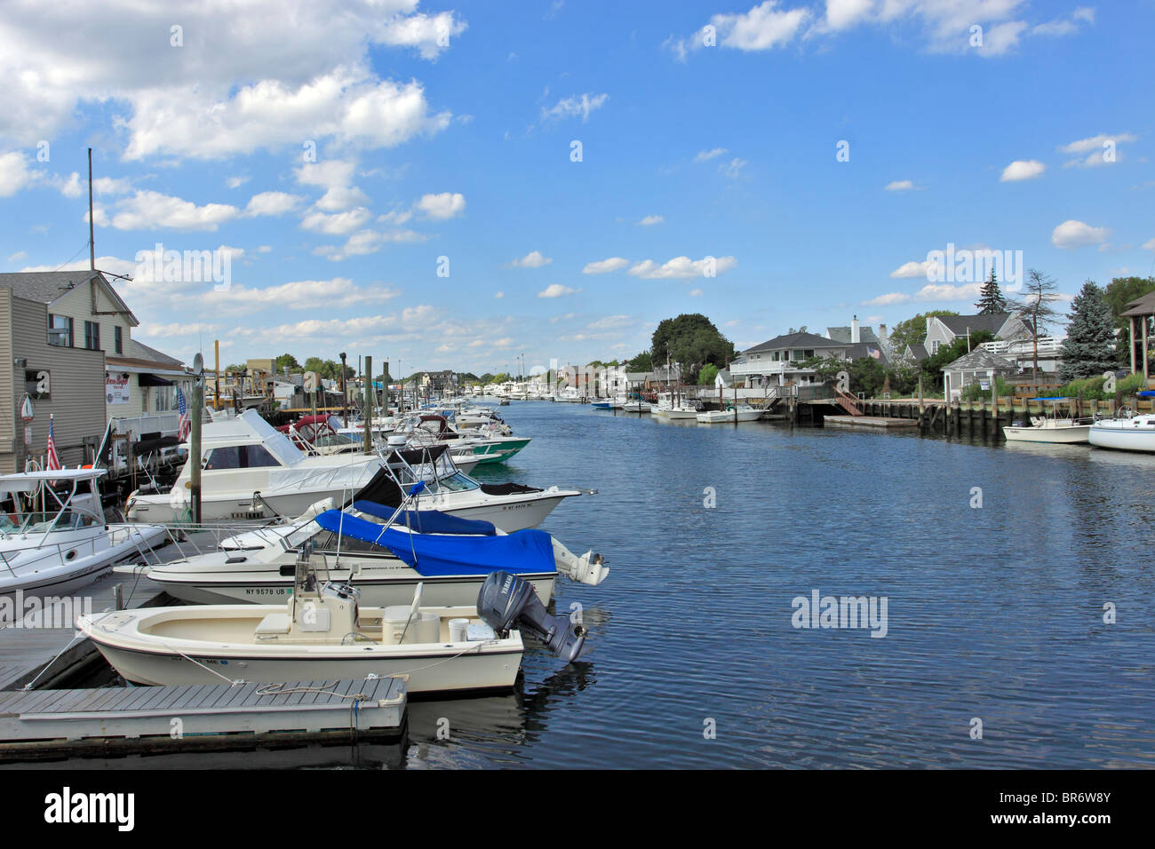 Il Woodcleft Canal sul miglio nautico Freeport Long Island NY Foto Stock