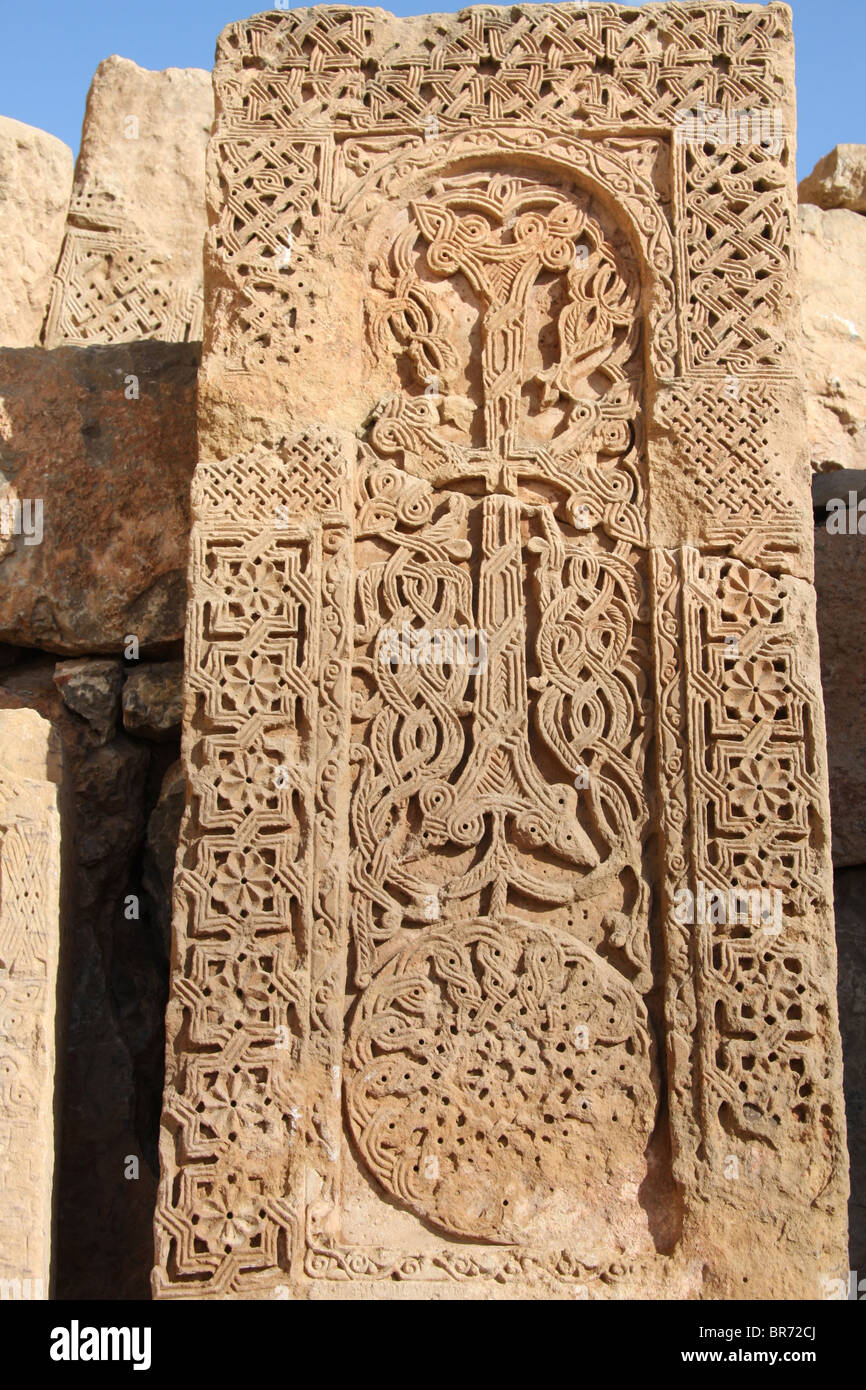 Khachkar armeno - monumento cristiano Foto Stock