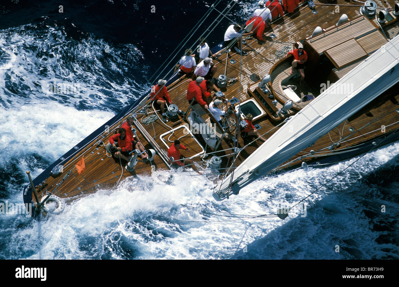 J-Class "Endeavour" racing a Antigua Classic Yacht Regatta, 2001. Foto Stock