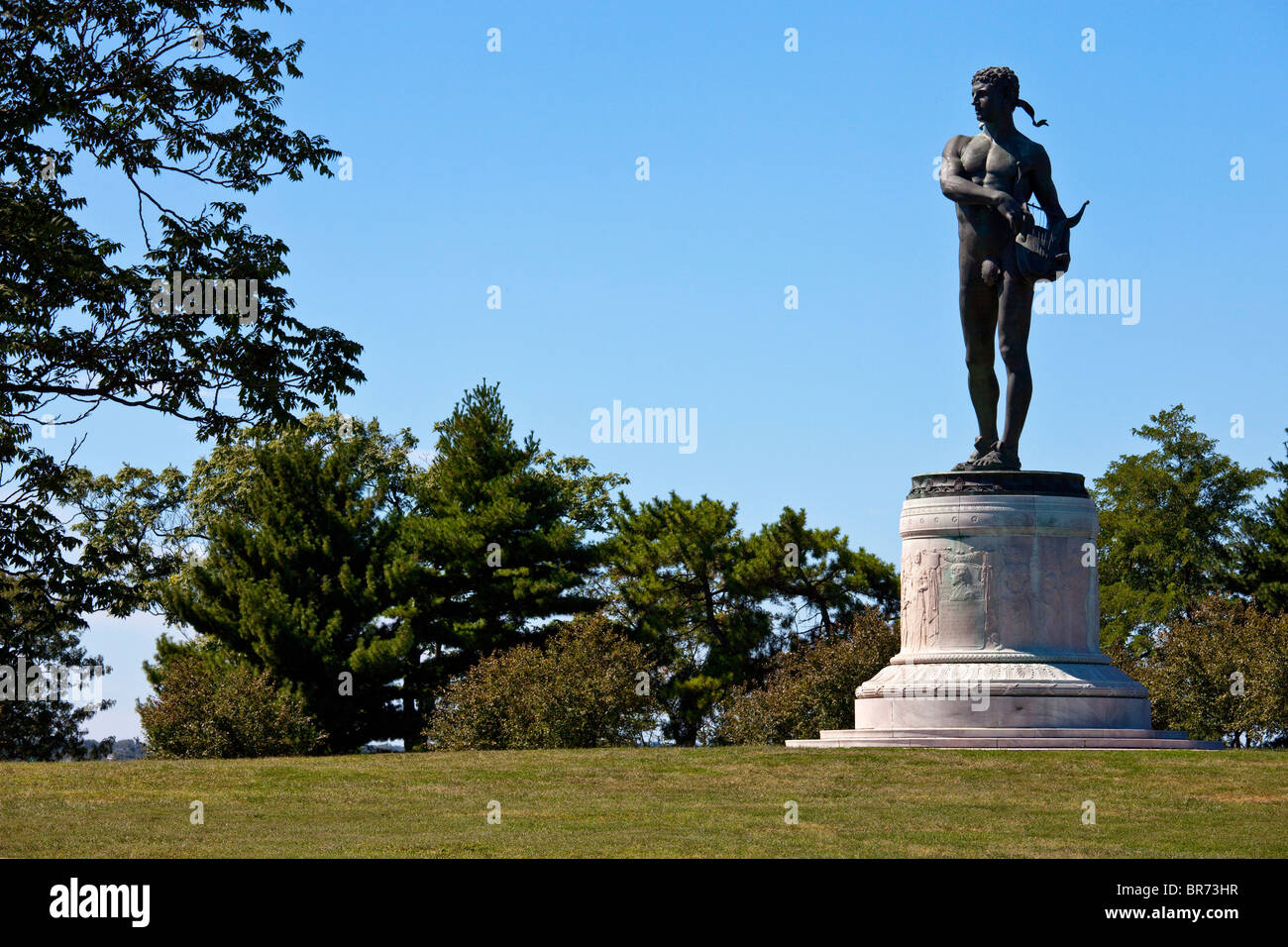 Statua di Orfeo di Francis Scott Key monumento, Fort McHenry, Baltimore, MD Foto Stock