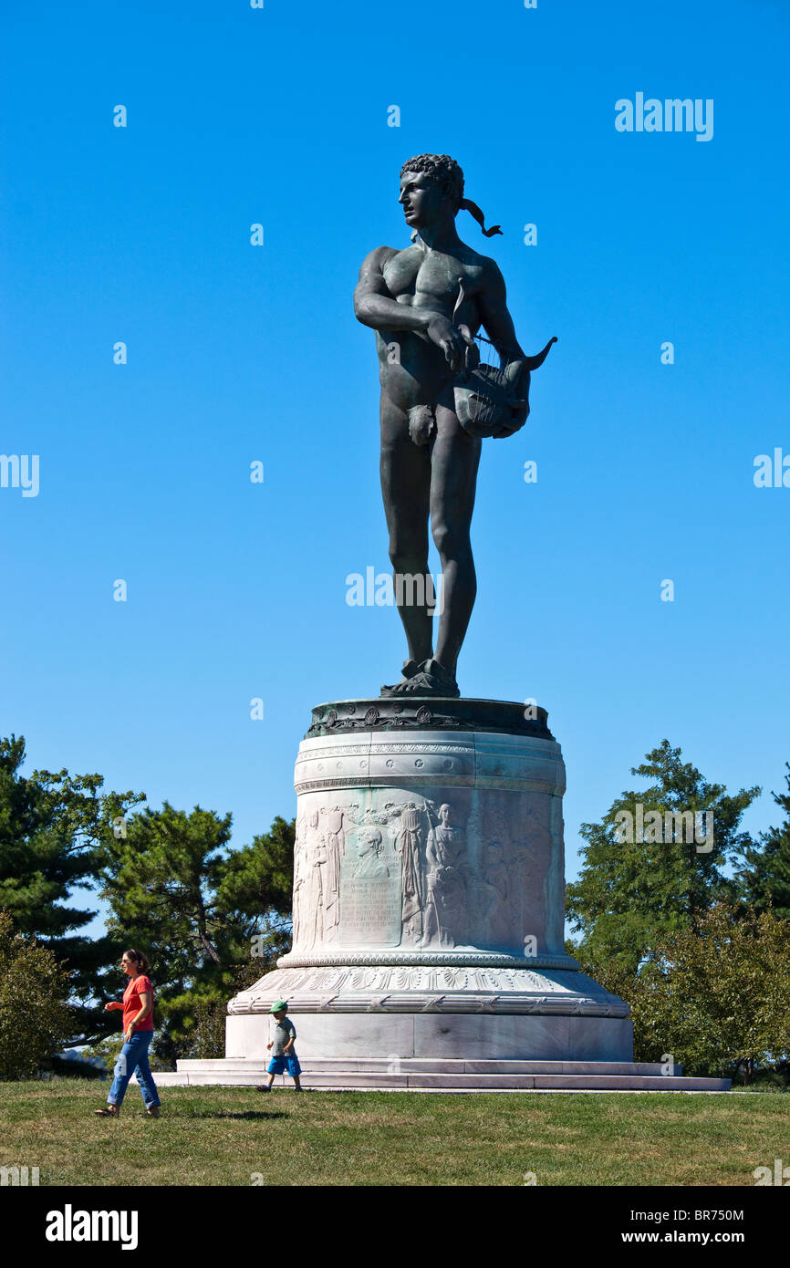 Statua di Orfeo di Francis Scott Key monumento, Fort McHenry, Baltimore, MD Foto Stock