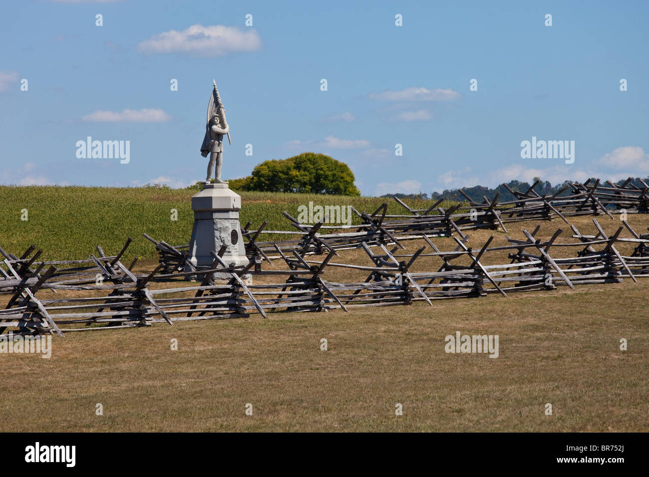 Memorial per la 132 Pennsylvania volontario fanteria, Sunken Road, Antietam campi di battaglia della Guerra Civile, Virginia, Stati Uniti d'America Foto Stock