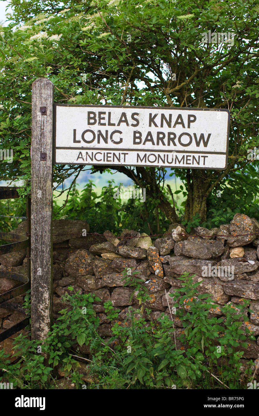 Belas Knap Long Barrow, Winchcombe, Gloucestershire, Regno Unito Foto Stock
