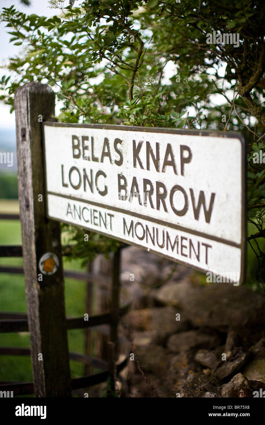 Belas Knap Long Barrow, Winchcombe, Gloucestershire, Regno Unito Foto Stock