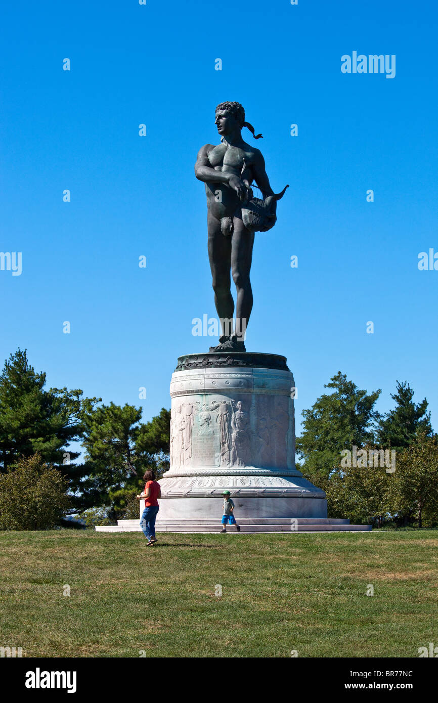 Statua di Orfeo di Francis Scott Key monumento, Fort McHenry, Baltimore, MD Foto Stock