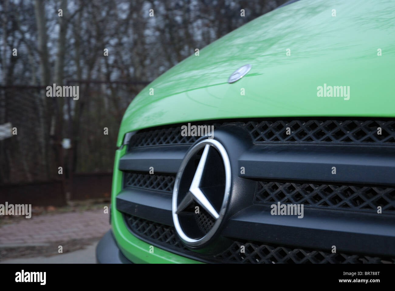 Mercedes-Benz Sprinter 260 CDI Van - verde - L3H2 - Tedesco MCV, pannello van - Mercedes badge, logo, emblema della griglia anteriore Foto Stock