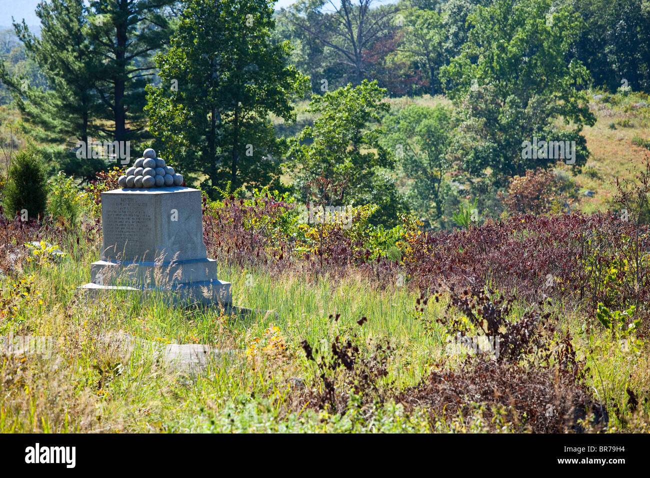 Little Round Top, guerra civile, campo di battaglia di Gettysburg, PA Foto Stock