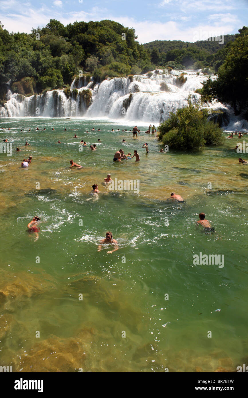 Skradinski cascate di Krka Parco nazionale della Croazia Foto Stock