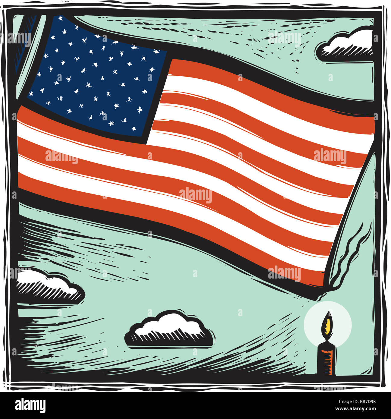 Bruciare la bandiera Foto Stock