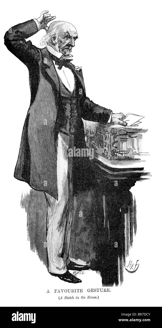 William Ewart Gladstone parlando delle case di Commons Foto Stock