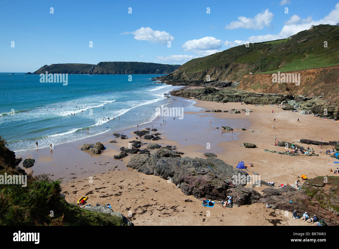 Rickham Sands, East Portlemouth, vicino a Kingsbridge, Devon, Inghilterra, Regno Unito, Europa Foto Stock
