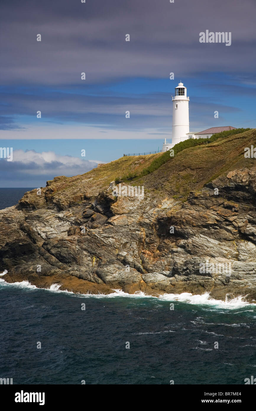 Trevose Head Lighthouse vicino a Padstow, North Cornwall, Regno Unito Foto Stock