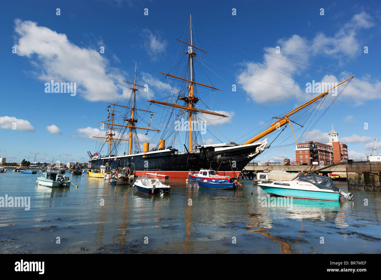 HMS Warrior, costruito nel 1860, nel porto di Portsmouth Foto Stock