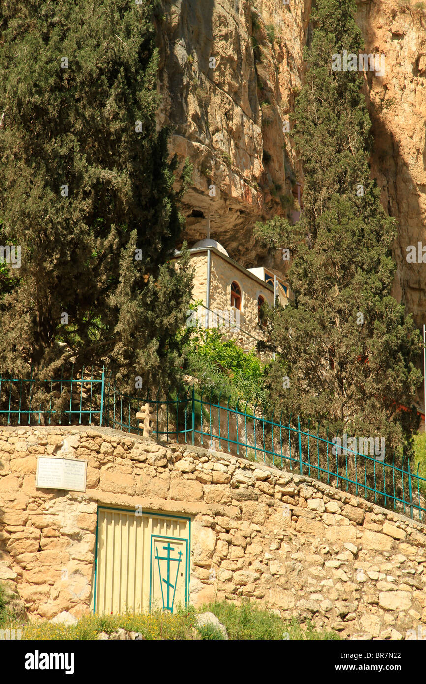 Deserto della Giudea, Russo Ortodossi Hariton Monastero di Wadi Qelt Foto Stock