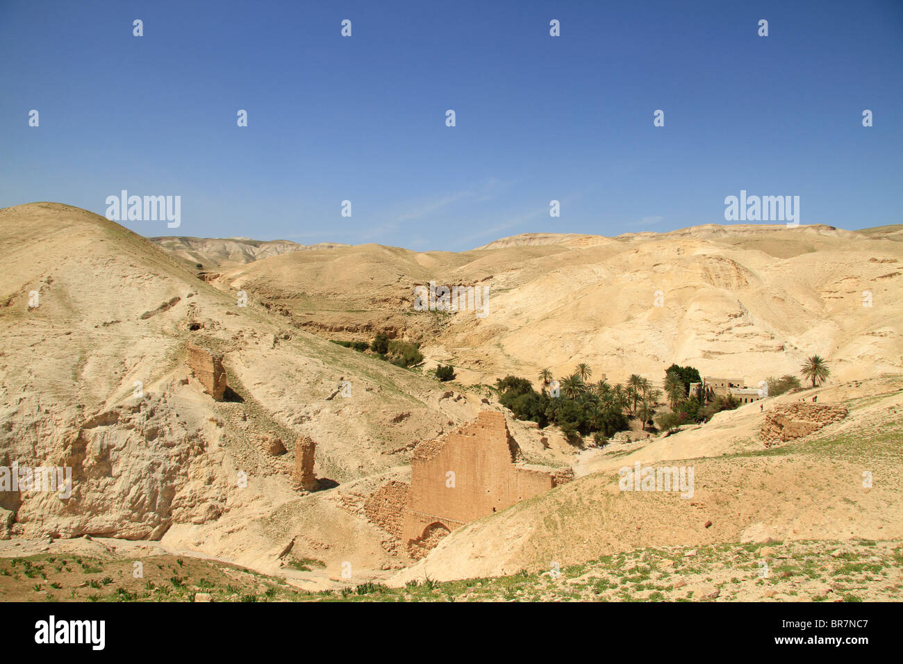 Deserto della Giudea, l acquedotto erodiano di Wadi Qelt che portava acqua da Ein Prat a Gerico Foto Stock