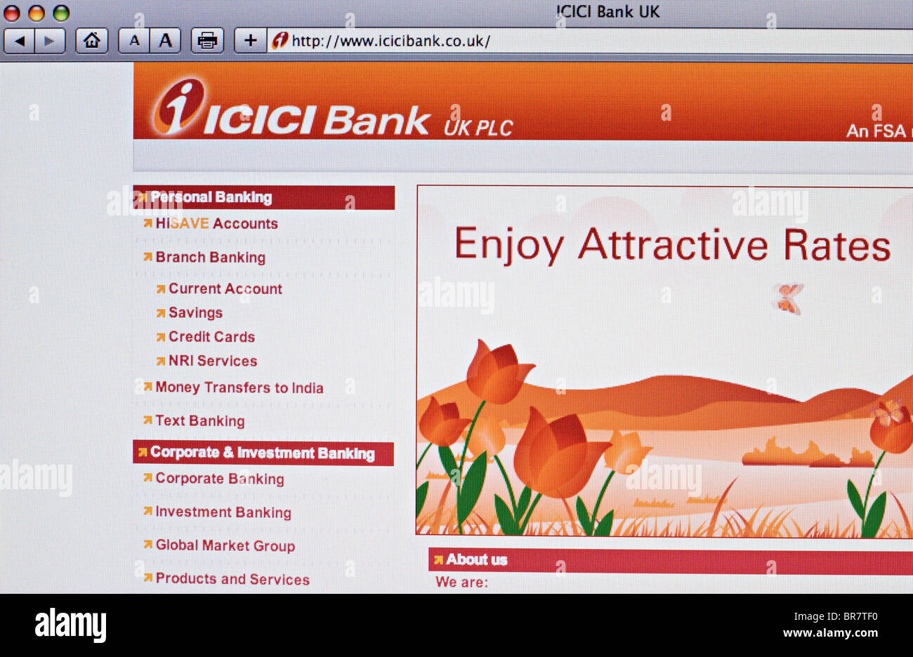 Icici Bank screenshot del sito web Foto Stock