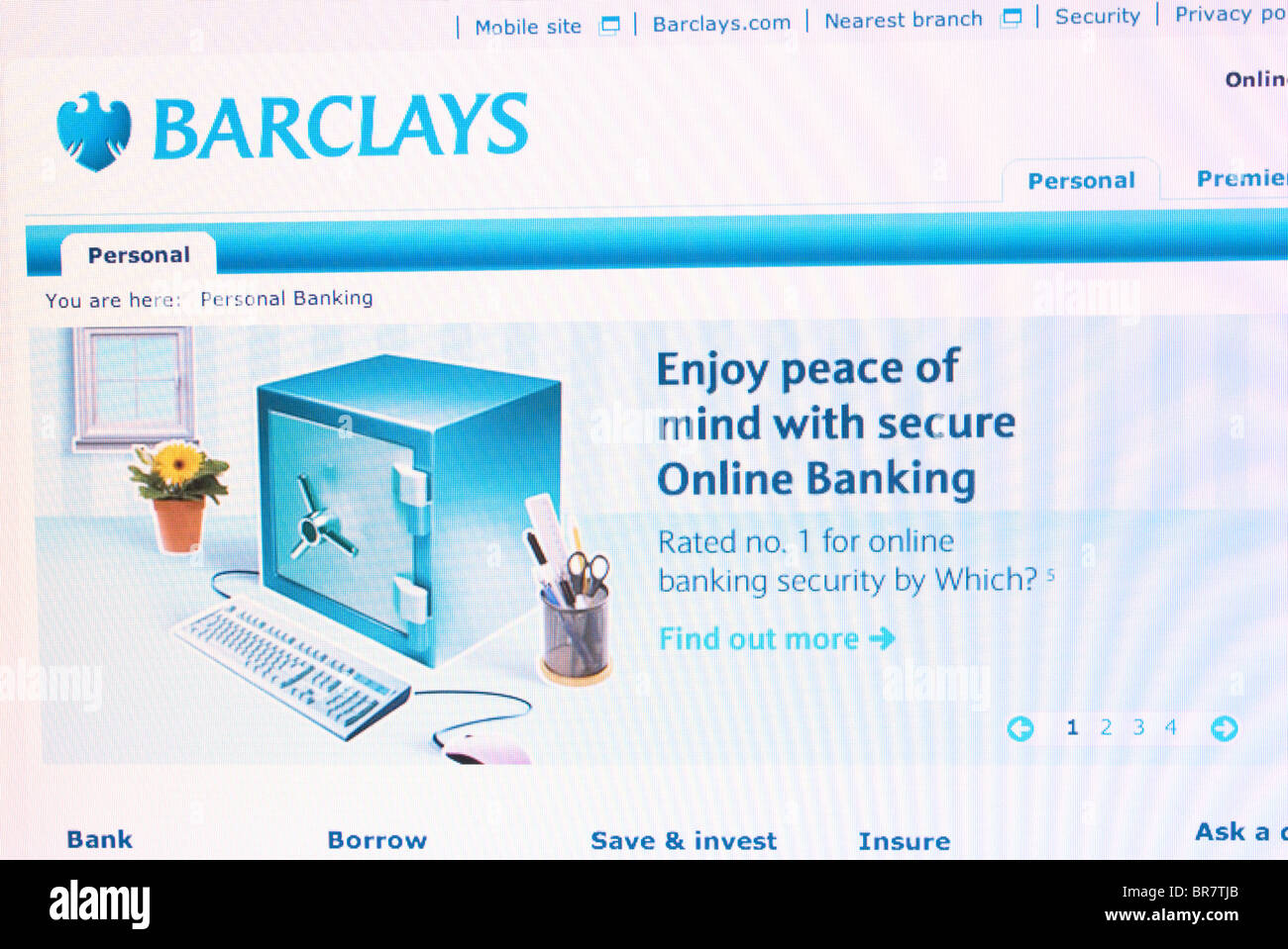 Barclays Bank screenshot del sito web Foto Stock