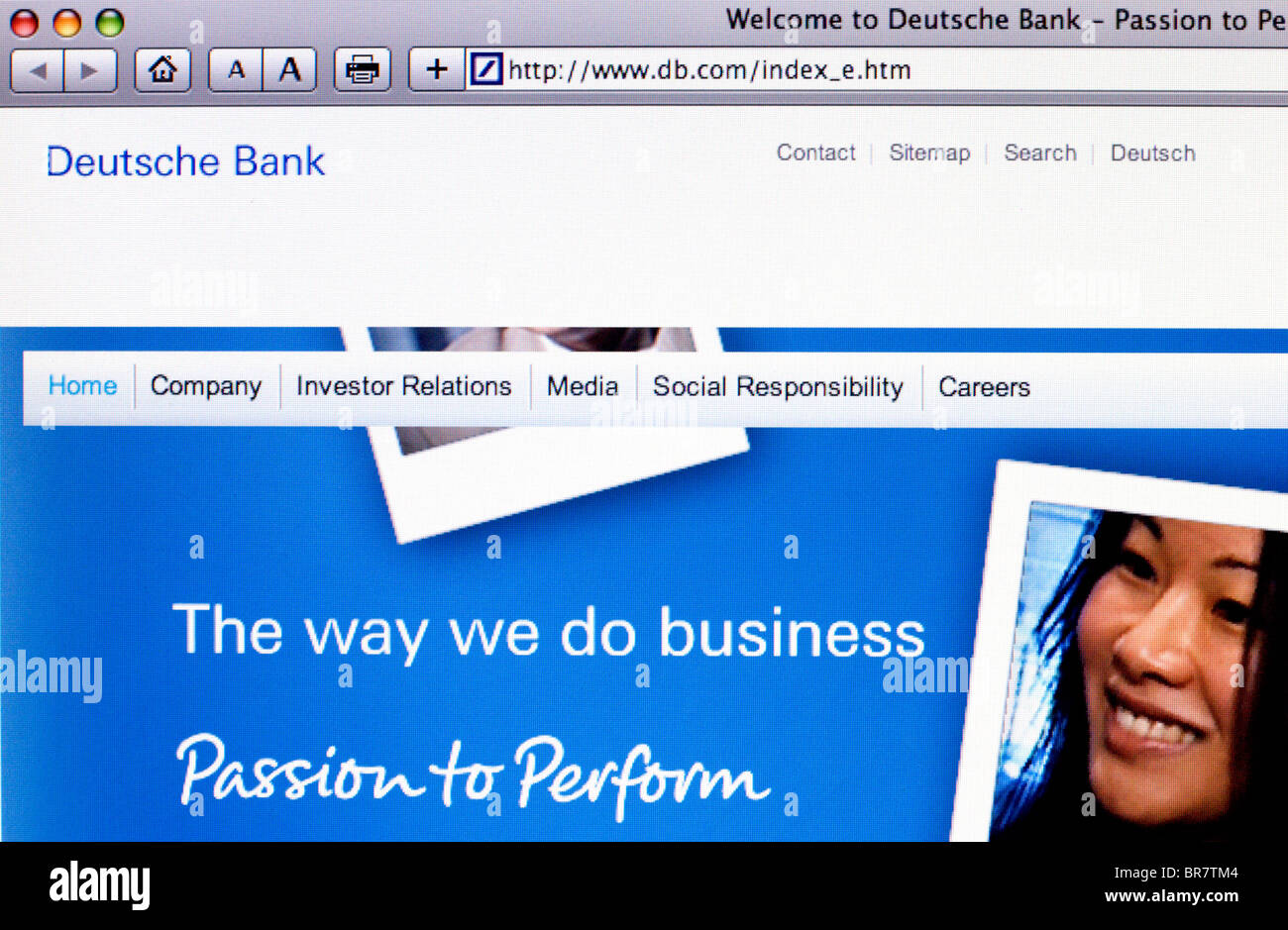 Deutsche Bank screenshot del sito web Foto Stock