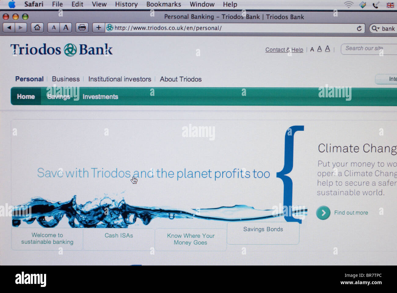 Triodos Bank screenshot del sito web Foto Stock