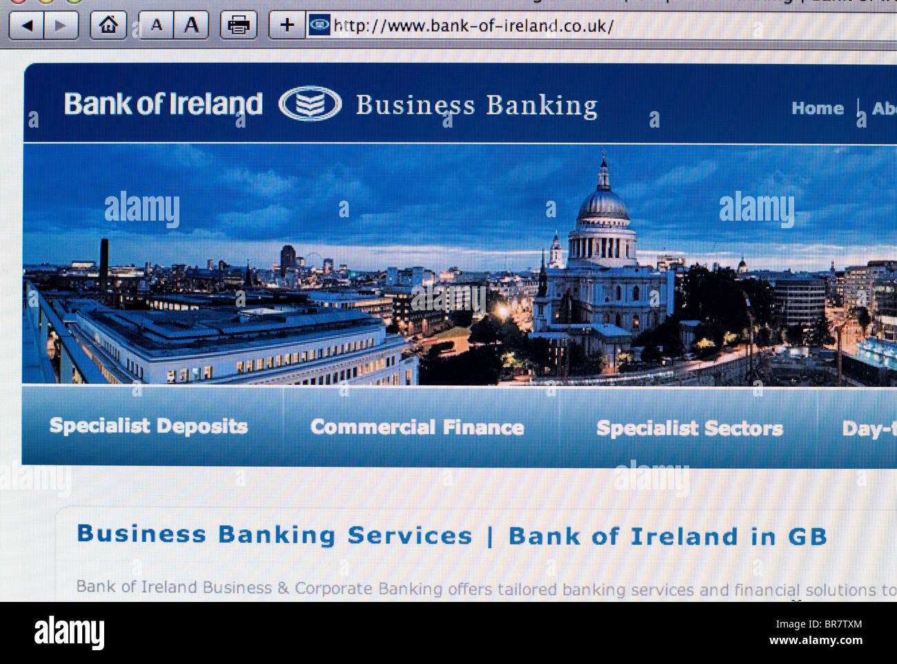 Bank of Ireland screenshot del sito web Foto Stock