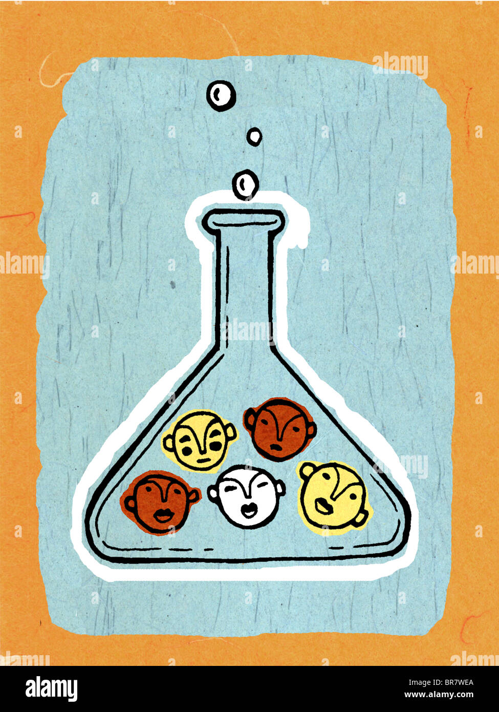 Il disegno delle facce in un beaker Foto Stock