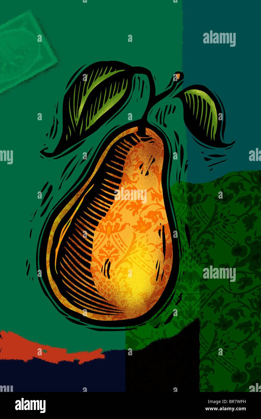 Una pera decorative collage Foto Stock