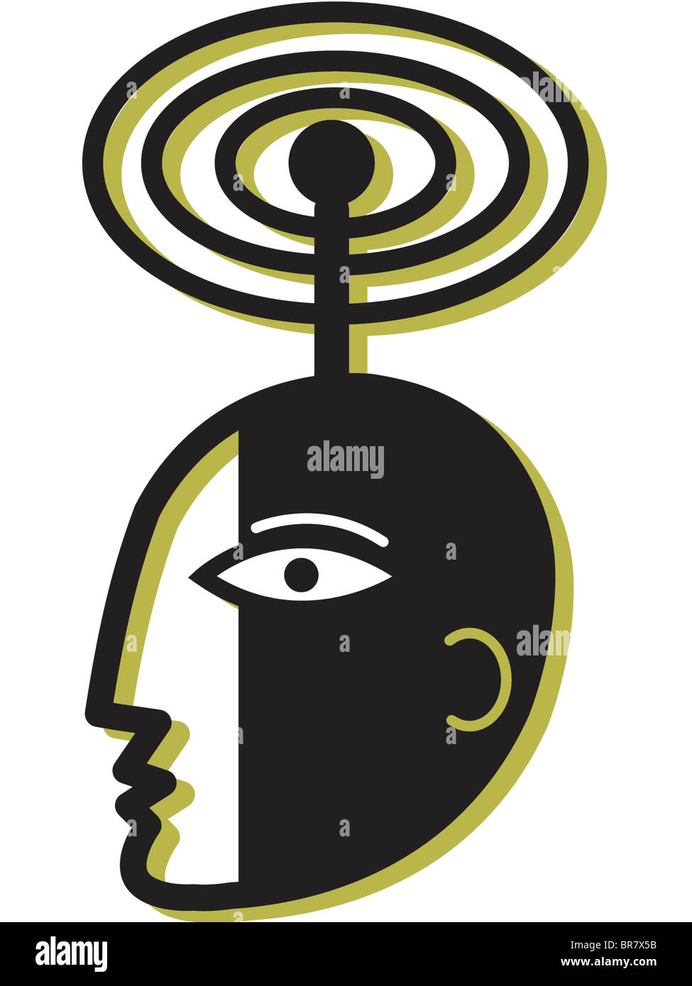 Illustrazione di un verde testa di segnale Foto Stock