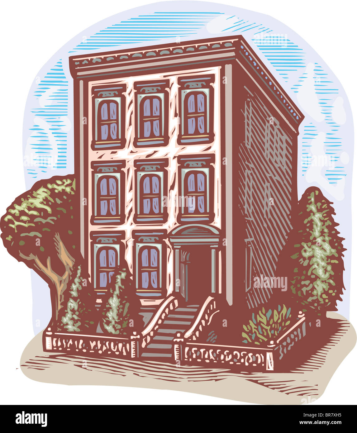 Illustrazione di un palazzo di appartamenti Foto Stock