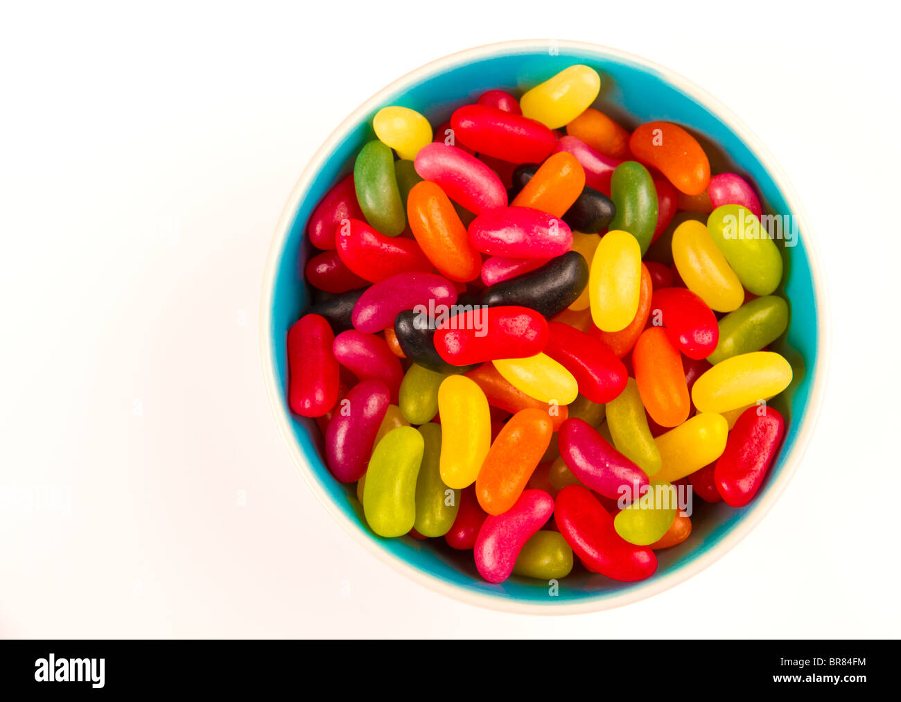 Ciotola di Jellybeans colorati Foto Stock