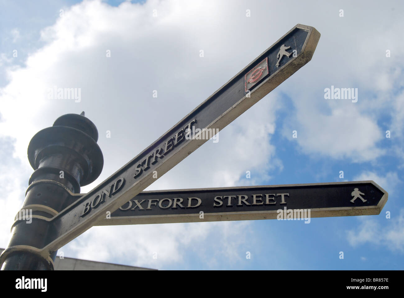 Strada segno Londra Bond Street Oxford Street Foto Stock