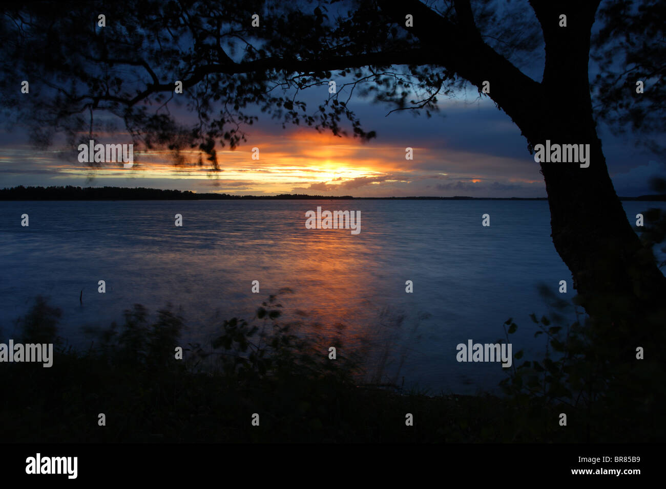 Tramonto al lago Saadjärve, Estonia, l'Europa. Foto Stock