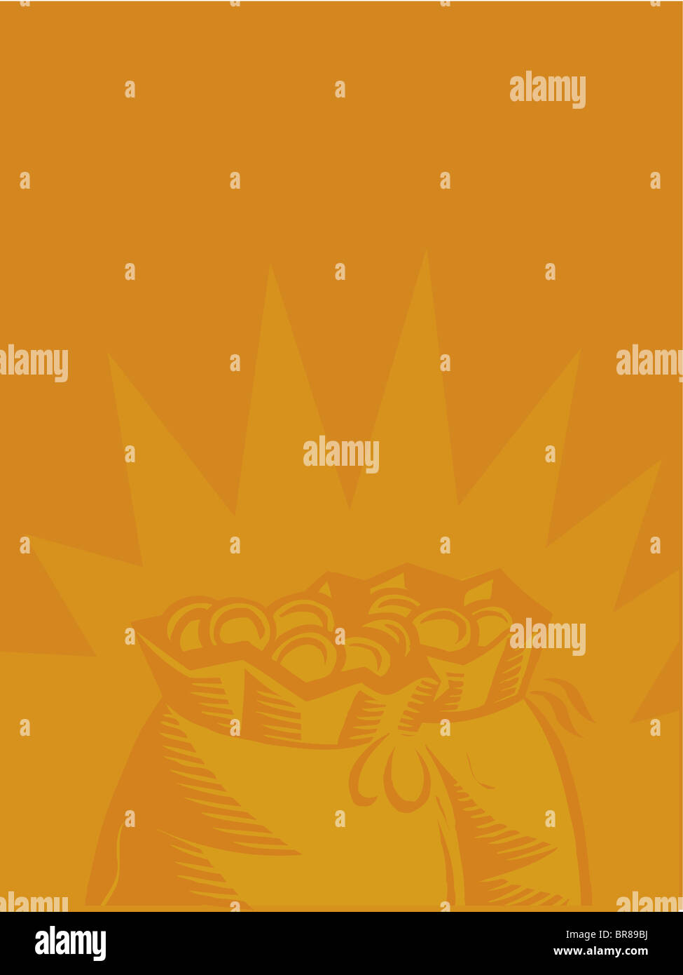 Illustrazione di un sacchetto di monete d'oro Foto Stock