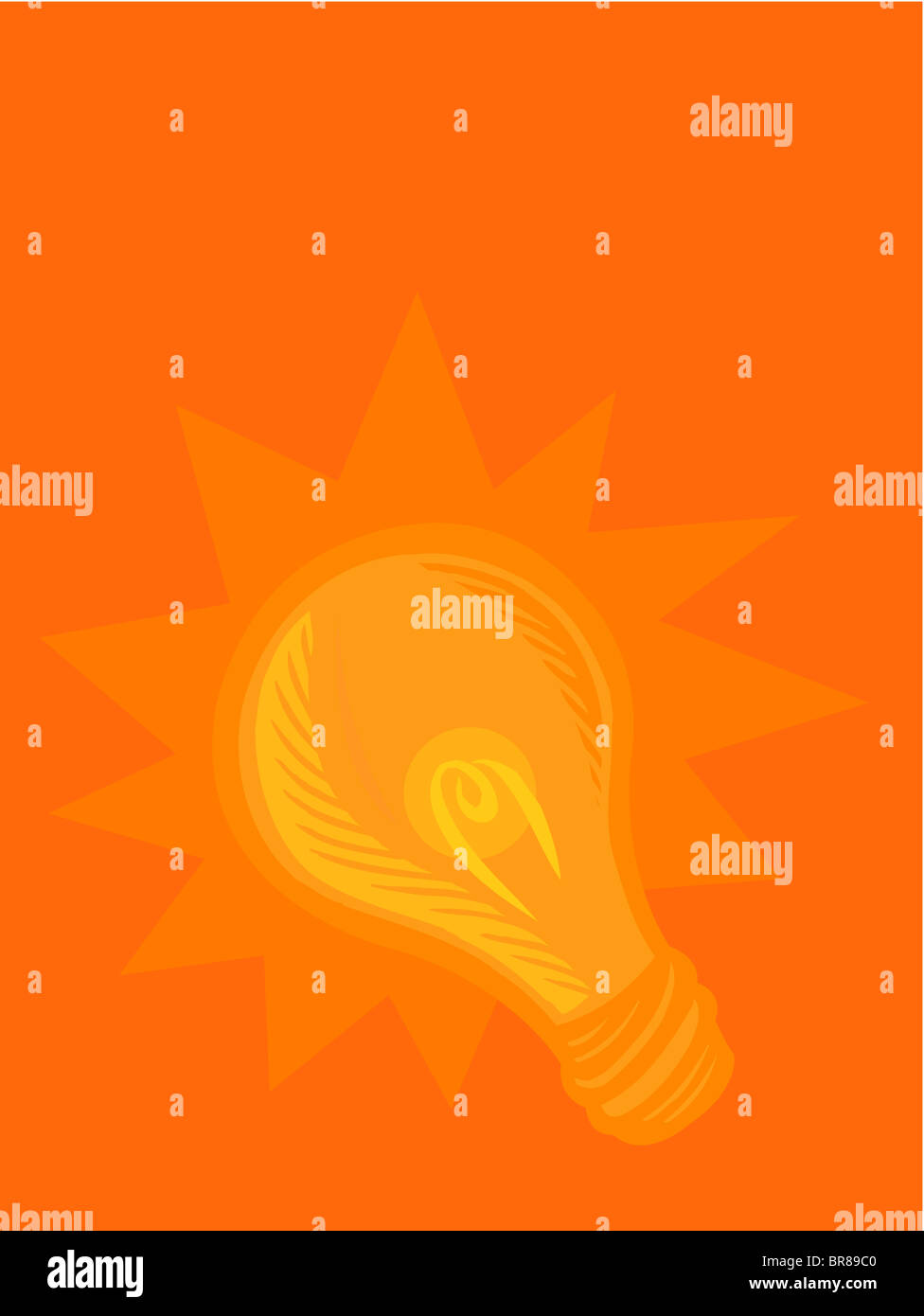 Illustrazione di una lampadina luminosa Foto Stock