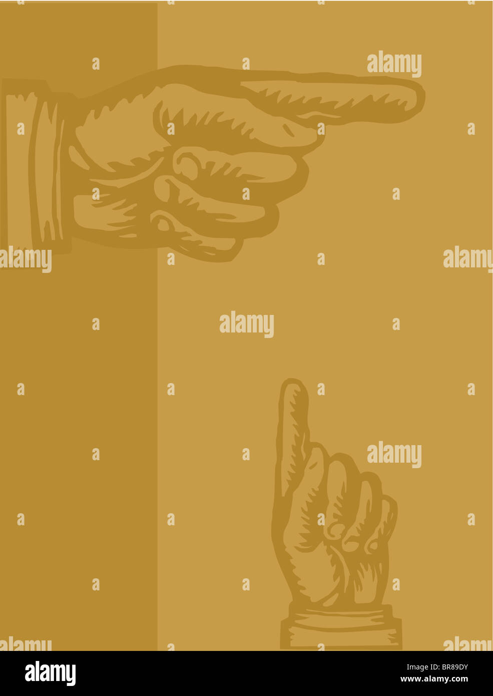 Illustrazione delle mani rivolte in direzioni differenti Foto Stock