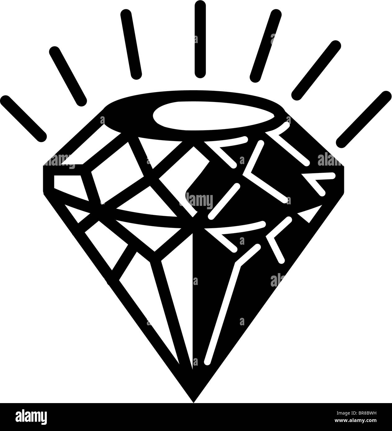 Un bianco e nero illustrazione di un diamante Foto Stock