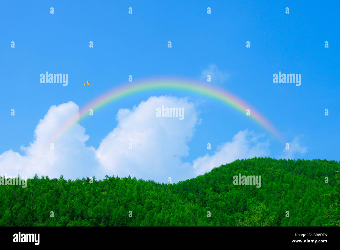 Rainbow oltre la montagna, Foto Stock