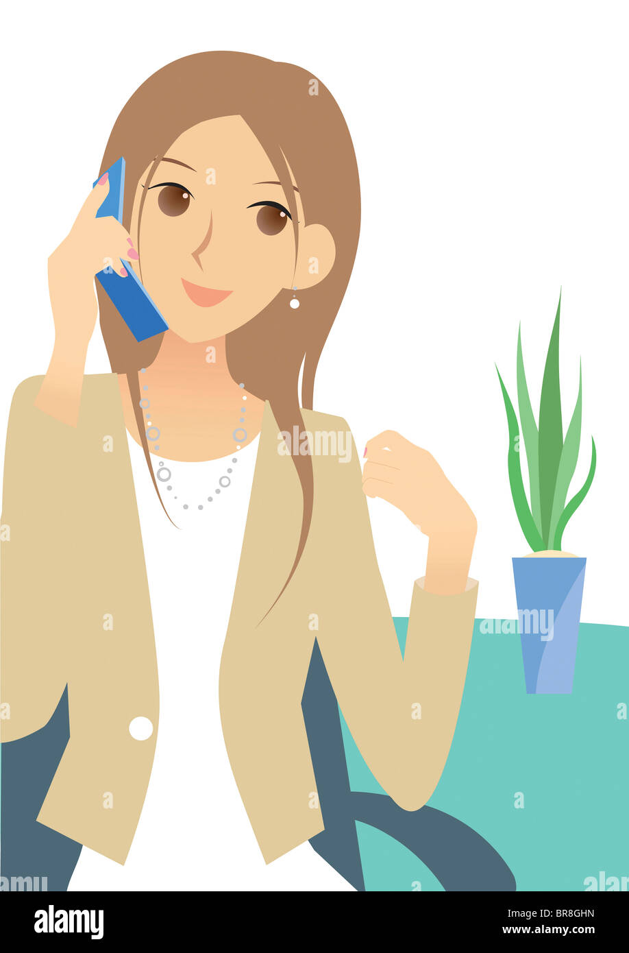 Giovane donna parlando al telefono cellulare Foto Stock