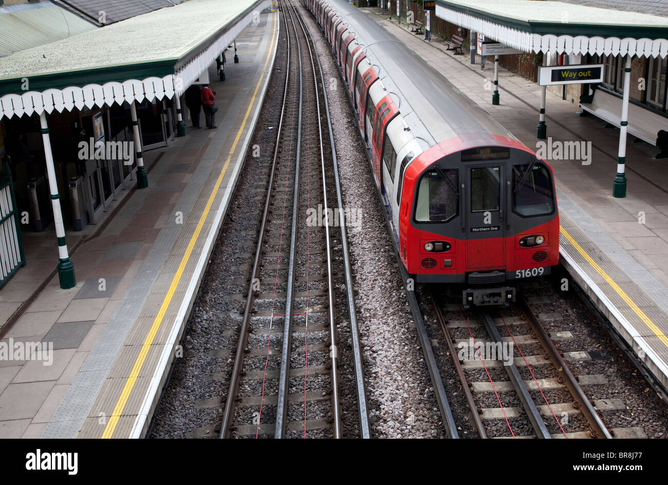 Il tubo sul treno High Barnet Branch di Northern Line, Londra Foto Stock