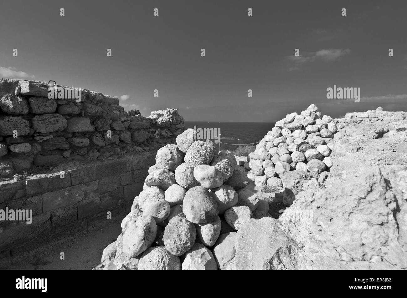 La Balista munizioni a Apollonia Israele Foto Stock