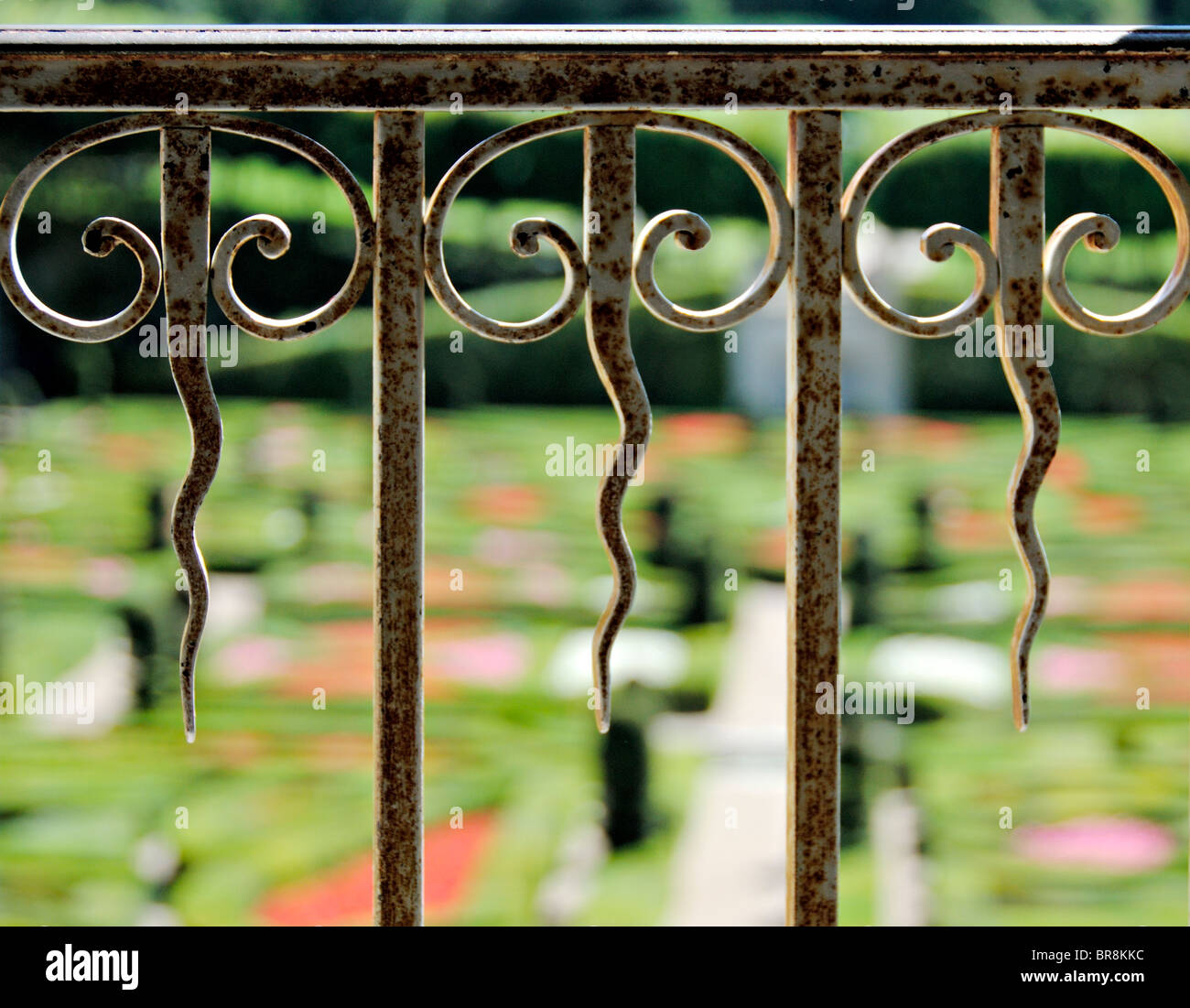 Ornamentali in ferro battuto, balcone, Chateau de Villandry, Francia Foto Stock