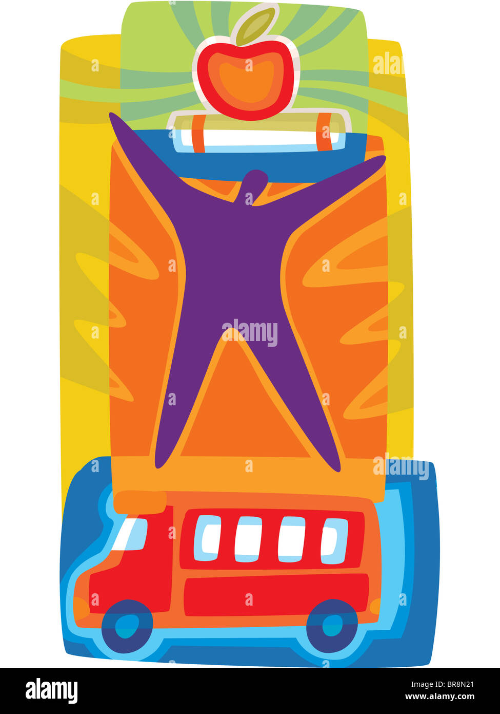 Una persona di andare a scuola su un autobus Foto Stock