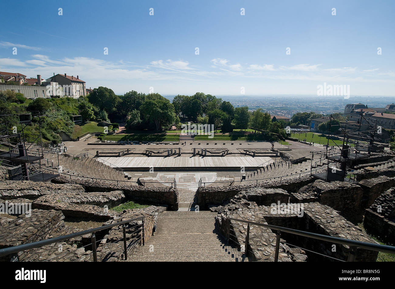 Il romano-teatro era sulla collina di Fourvière. Lione, Rhone-Alpes, Francia Foto Stock