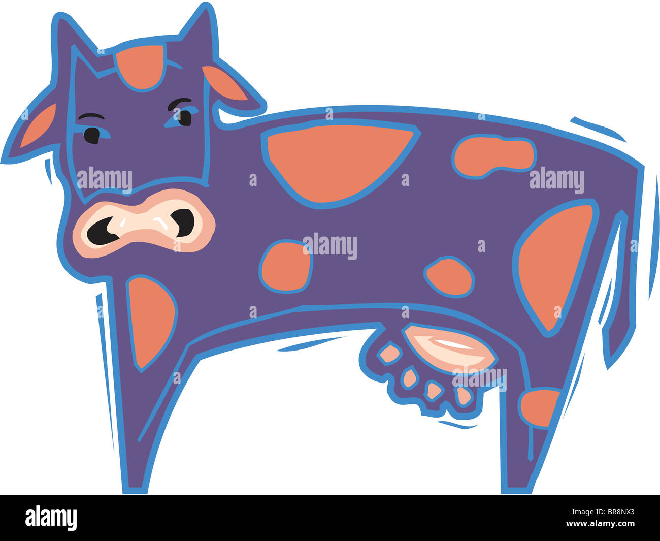 Illustrazione di una mucca viola Foto Stock