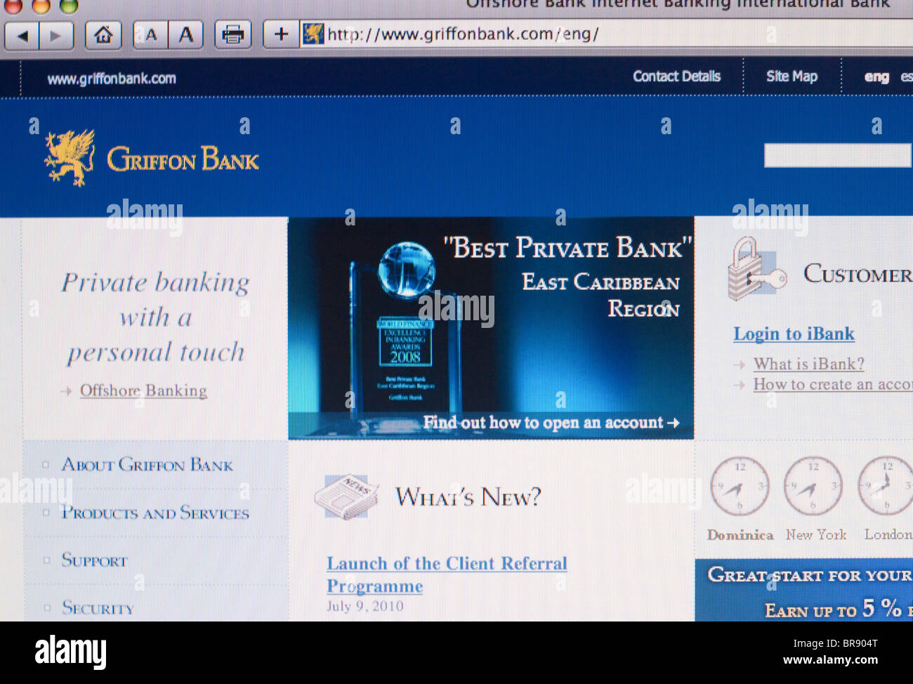 Il grifone Banca Screenshot del sito Web Foto Stock