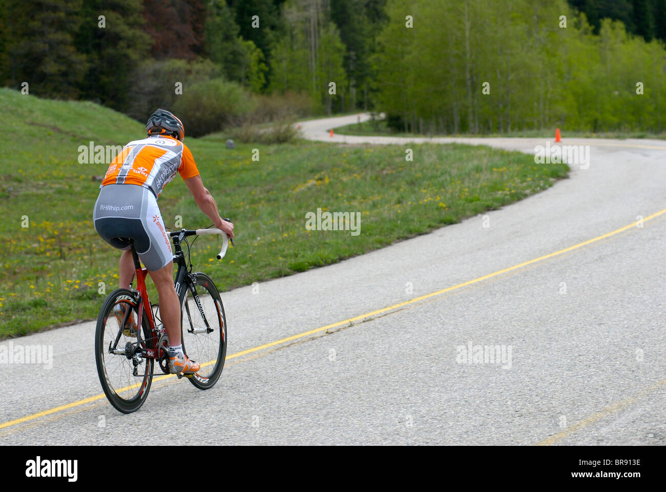 Floyd Landis in sella a una moto su Vail Colorado Pass. Foto Stock