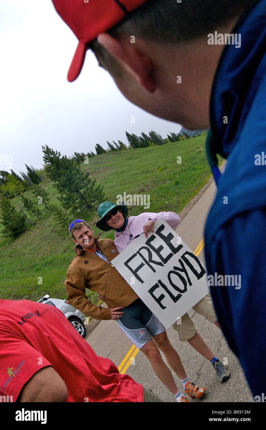 Flyod Landis è accolto da una ventola con il Trek Hill Climb al Teva Mountain Games Foto Stock