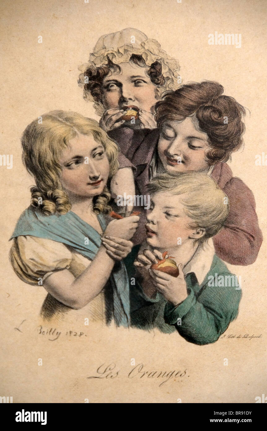 L Boilly Francia pittura francese Les mangeurs Les arance arancione Foto Stock