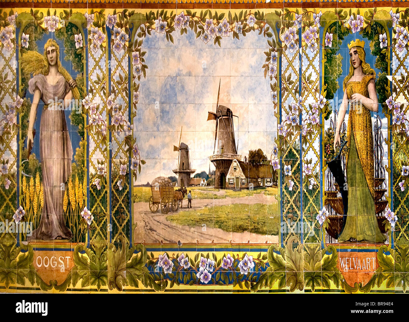Paesi Bassi la pittura Deco Art Nouveau raccolto prosperità donne panificio !930 Foto Stock