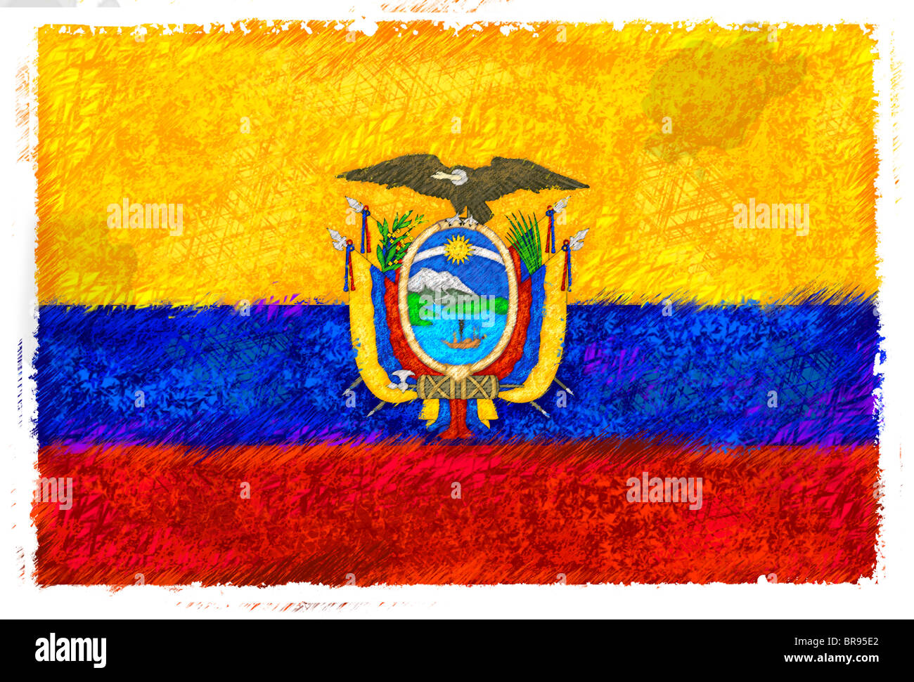 Disegno della bandiera dell'Ecuador Foto Stock